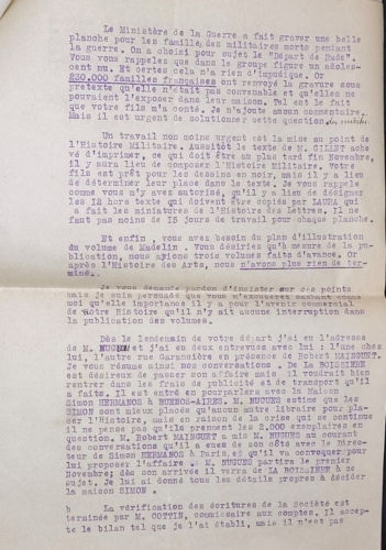 Lettre de la société de l'Histoire Nationale datée du 21 octobre 1921 p.2